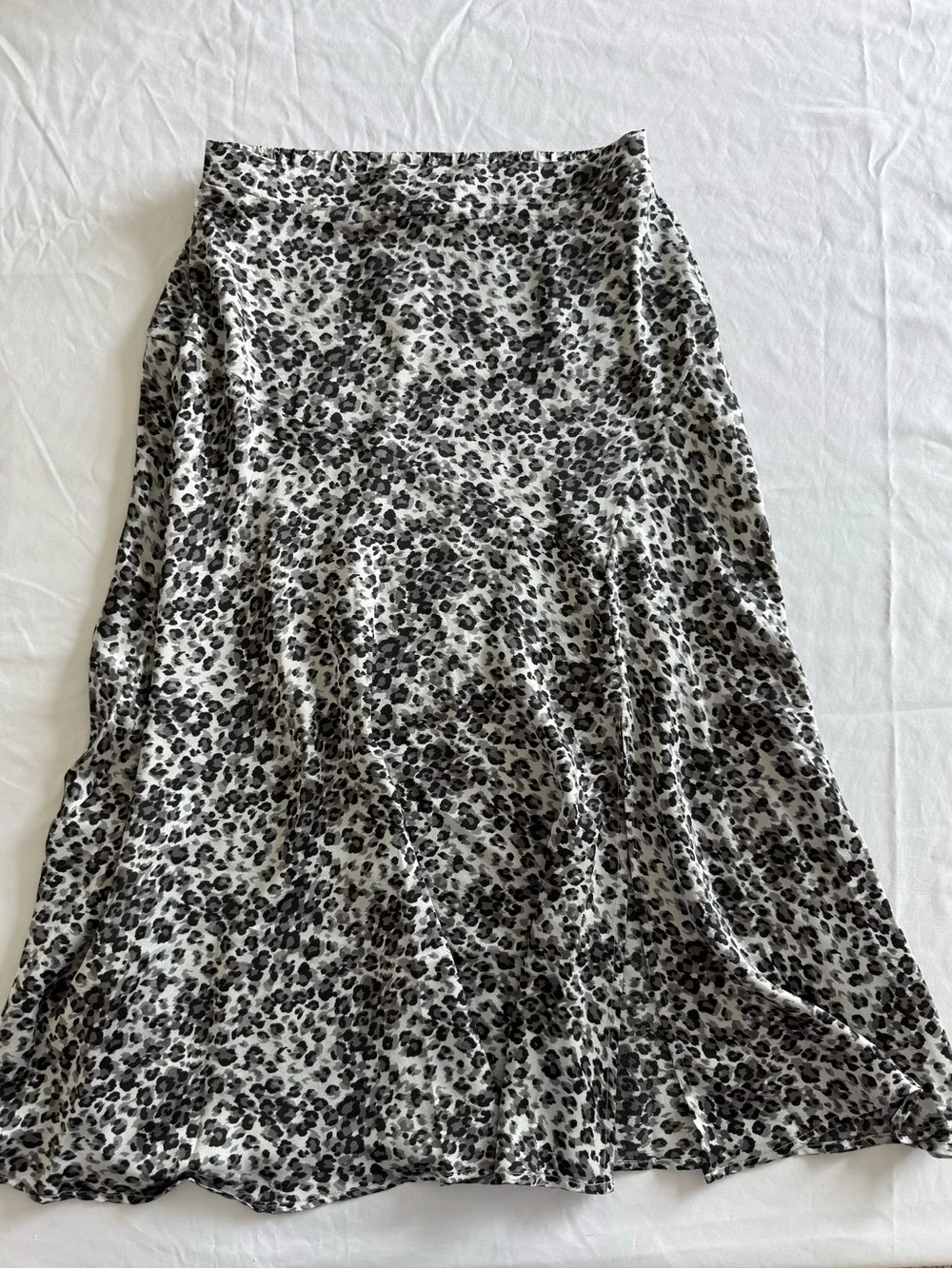 Leopard Print A-Line Midi Skirt - Black & White